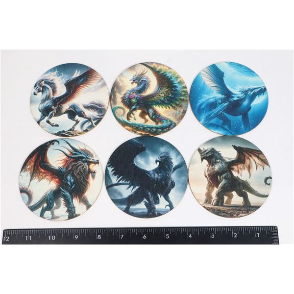 NEW 6PC MYTHICAL CREATURE/ DRAGON THEME WOOD