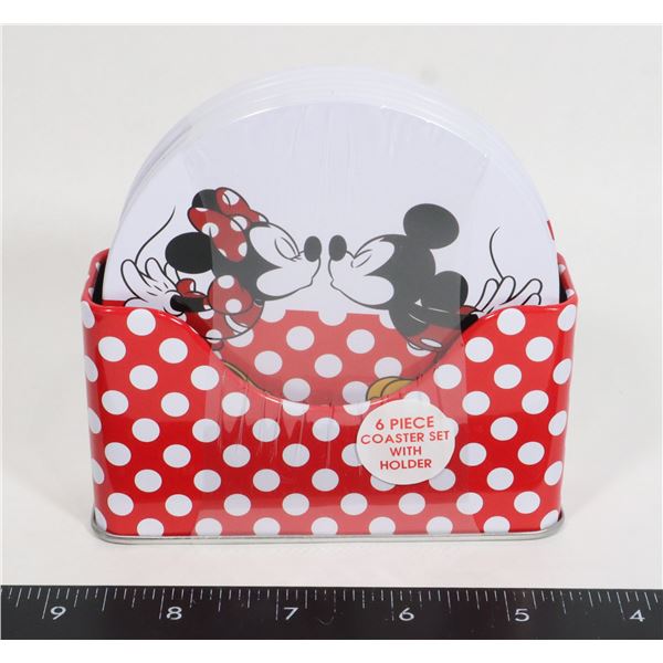 NEW 6PC DISNEY MICKEY AND MINNIE METAL COASTER