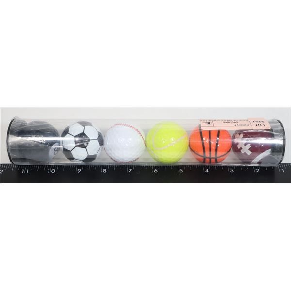NEW 6 PACK OF SPORT THEME GOLF BALLS