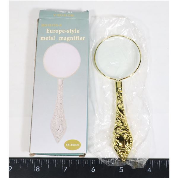 NEW GOLD TONE METAL EUROPE STYLE 5X MAGNIFIER