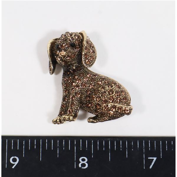 NEW ANTIQUE STYLE RHINESTONE DOG BROOCH