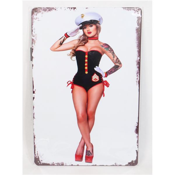 NEW SALUTE TO THE TROOPS PIN UP GIRL METAL WALL