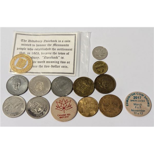 x13 VARIOUS TRADE TOKENS AND MEDALLIONS