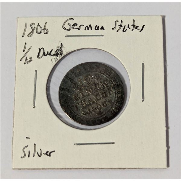 1806 SILVER 12 EINEN THALER 1/12 DUCAT GERMAN