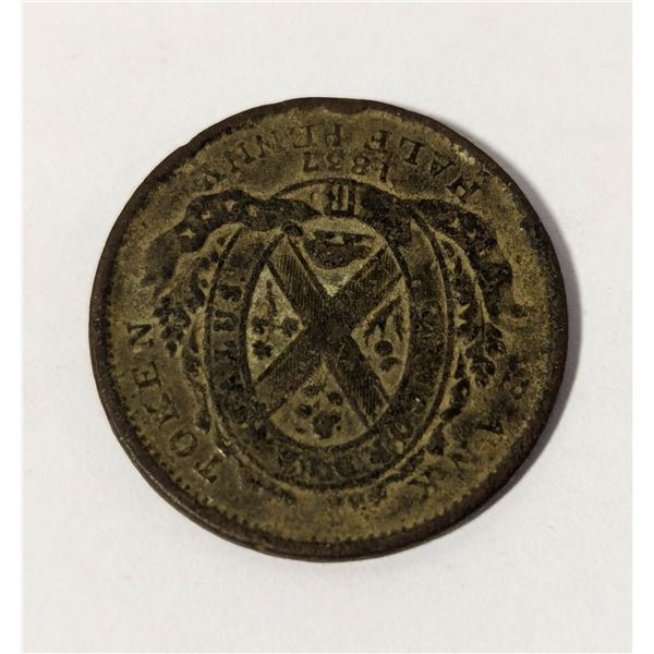 1837 PROVINCE OF LOWER CANADA UN SOU 1/2 PENNY