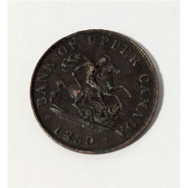 1850 BANK OF UPPER CANADA HALF PENNY BANK TOKEN