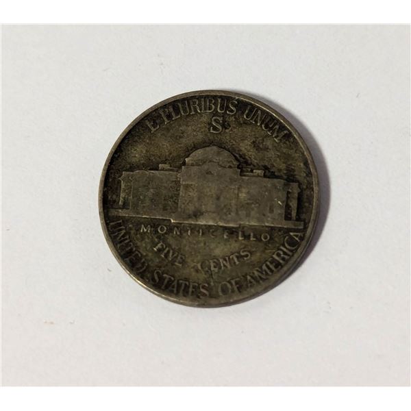 1942 S SILVER WWII USA FIVE CENTS COIN