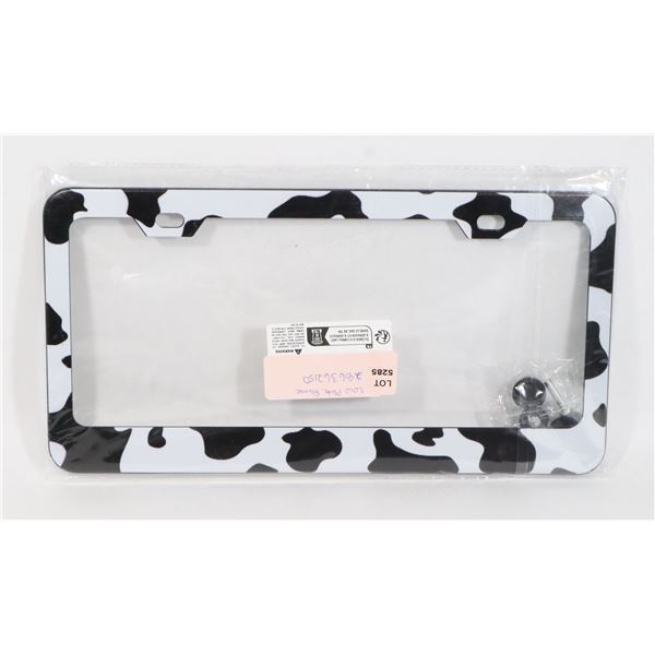 NEW COW PRINT LICENSE PLATE FRAME HAS BOLTS AND
