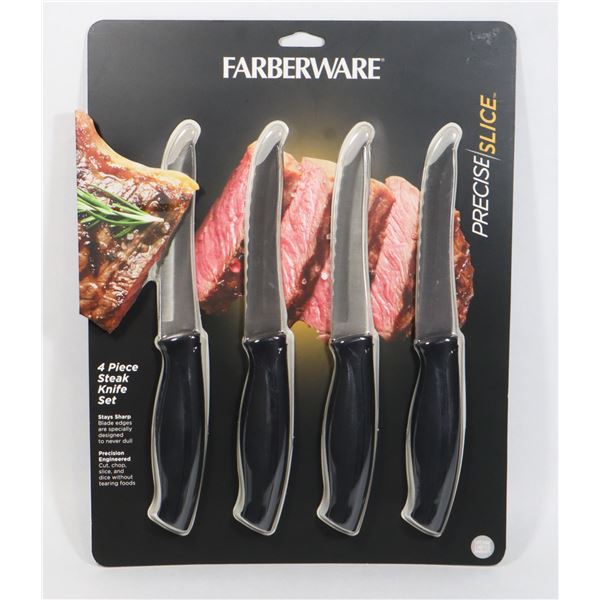 NEW FARBERWARE PRECISE-SLICE 4PC STEAK KNIFE SET
