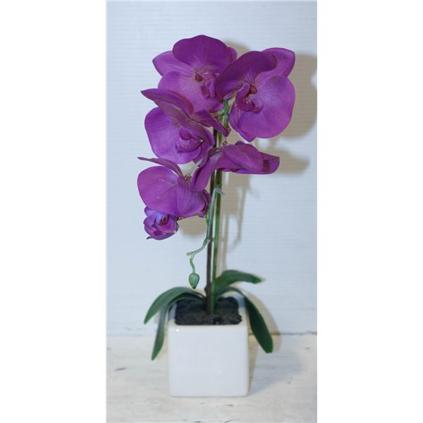 NEW PURPLE ORCHID FAUX PLANT - IN WHITE