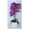 Image 1 : NEW PURPLE ORCHID FAUX PLANT - IN WHITE