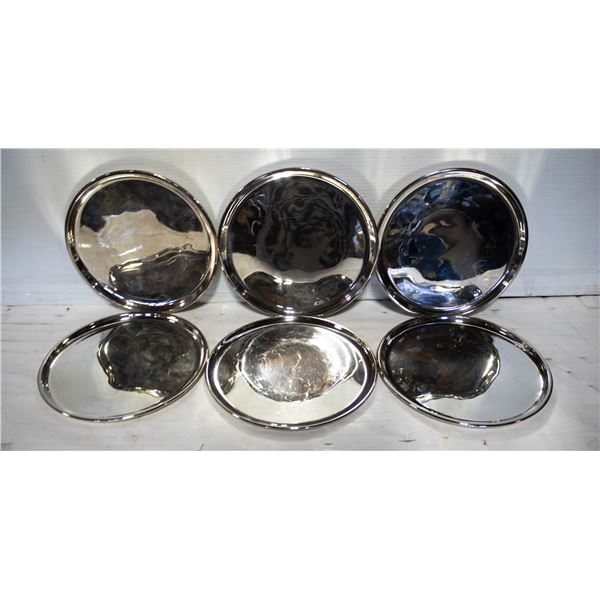 x6 HEAVY VINTAGE 9.5" SILVERPLATED CHARGER PLATES