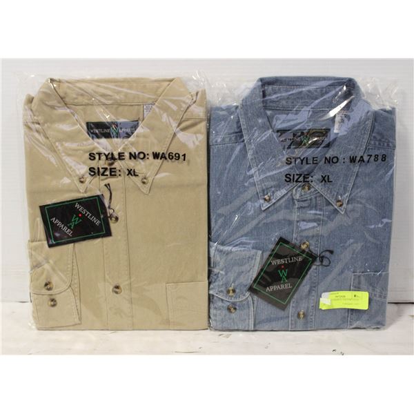 NEW MEN'S SHIRTS 1DENIM 1TAN SIZE XL