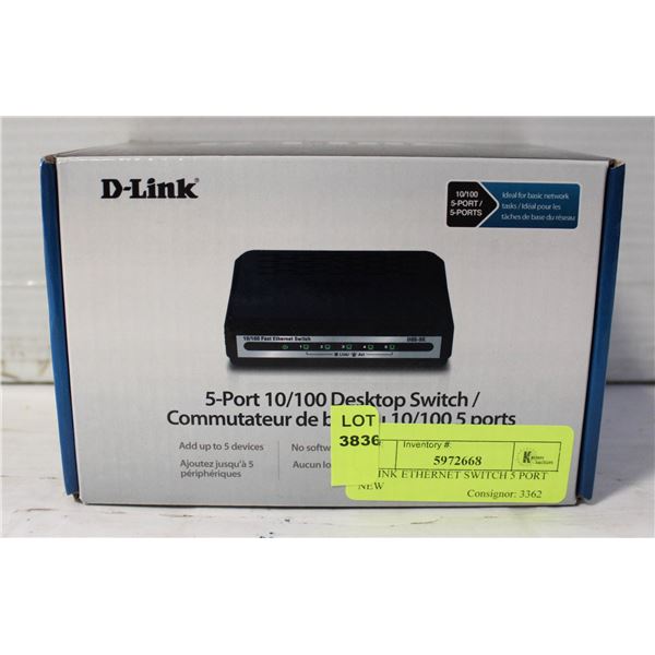 D-LINK ETHERNET SWITCH 5 PORT NEW