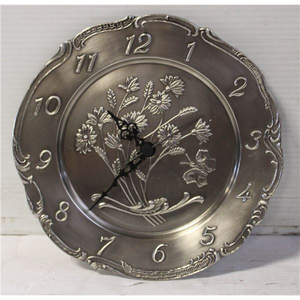 NEW ROUND FLORAL WALL CLOCK - 9.5"