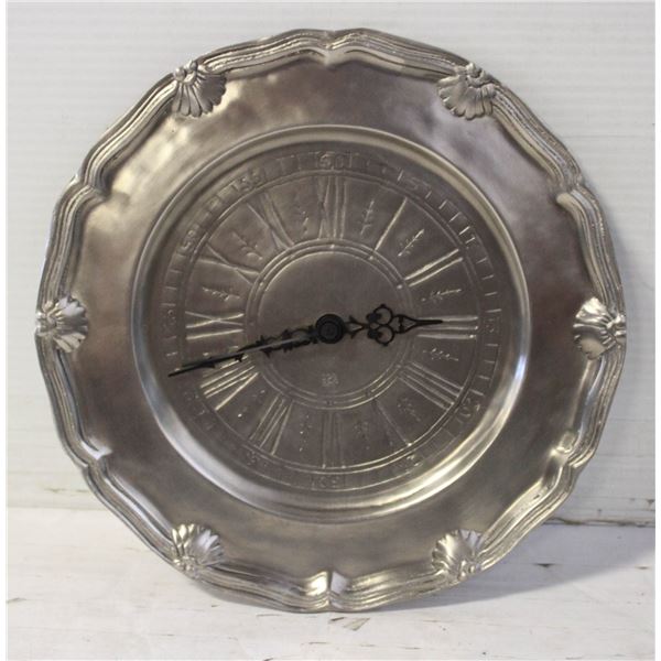 NEW ROUND WALL CLOCK PEWTER - 10.5"