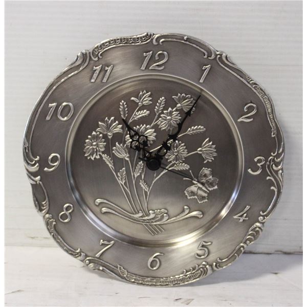NEW ROUND FLORAL WALL CLOCK - 9.5"