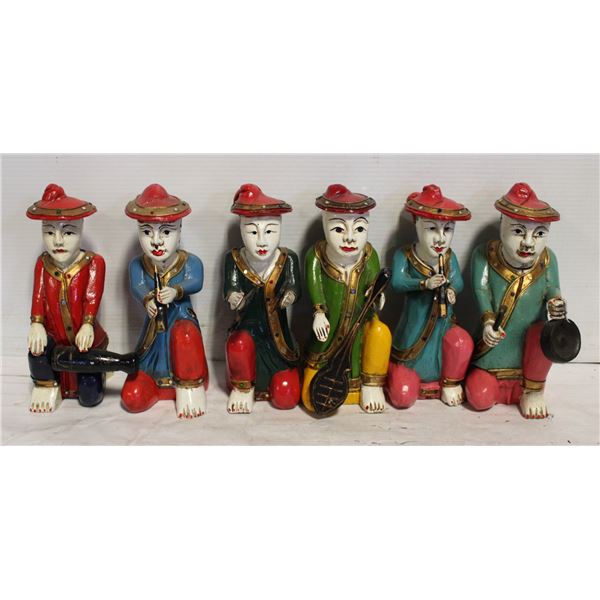 6 JAPANESE OLD MUSICIAN FIGURINES