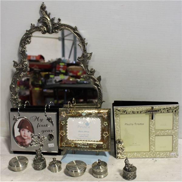 BUNDLE OF PEWTER INCLUDES MIRRORED TRAY