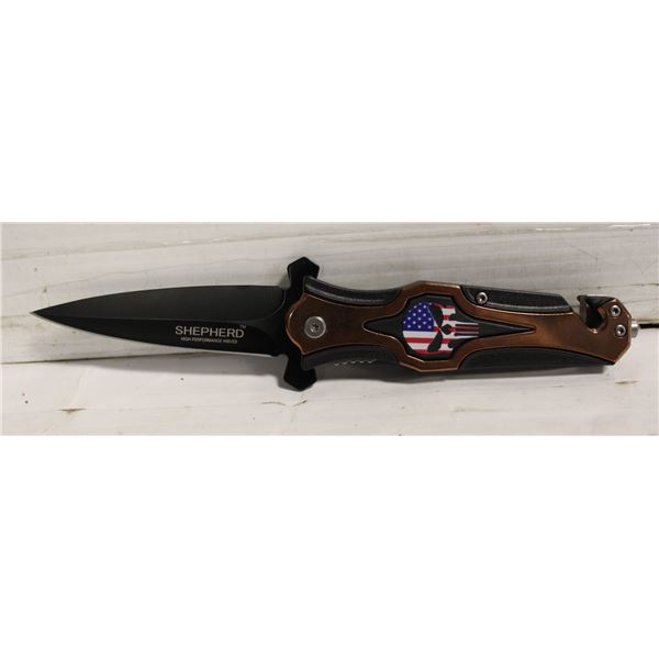 8" PUNISHER ROSE GOLD FOLDING KNIFE