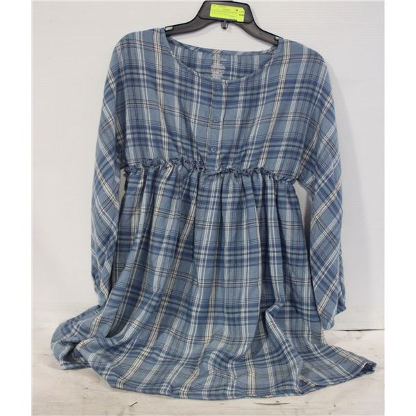 NEW GEORGE MINI RUCHED PLAID LONG SLEEVE DRESS