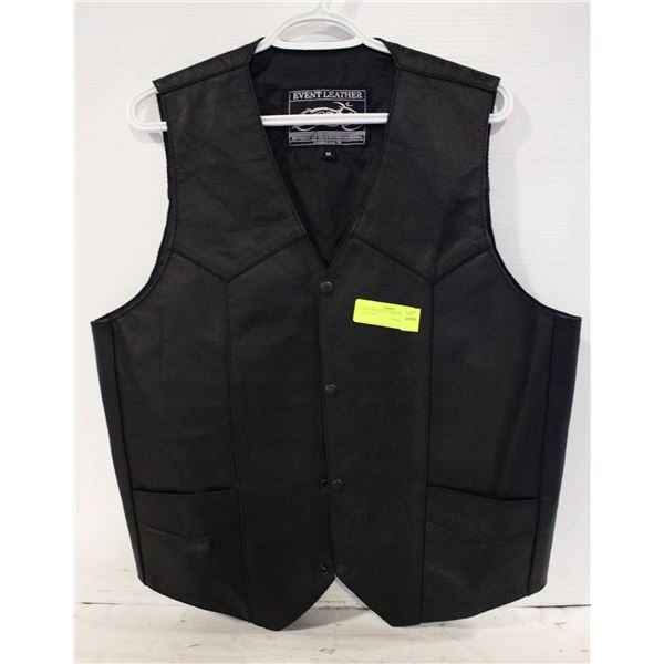 MENS BLACK LEATHER VEST SIZE M-ESTATE