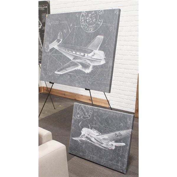 SET OF 2 AIRPLANE SHOW HOME PICTURES W/ EASEL