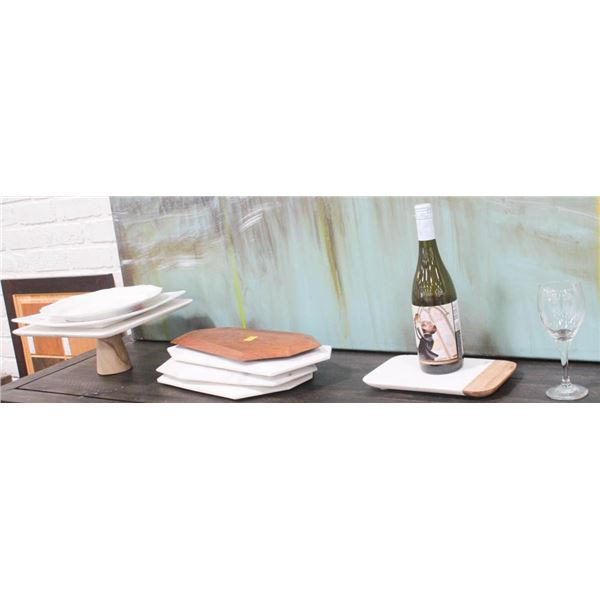 LOT OF SHOWROOM HOME ACCENTS; ON TOP OF BUFFET
