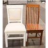 Image 1 : LOT OF 2- MISC DINING CHAIRS (WHITE/ WOOD)