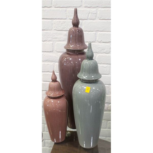 SHOW ROOM 3 PIECE ANTLER TOP CANISTER SET