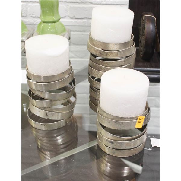 SHOW ROOM 3PC METAL COIL DECORATIVE CANDLE SET