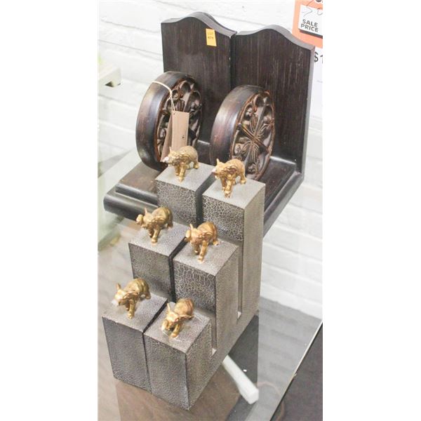 2 SETS OF DECORATIVE BOOK ENDS * BROKEN