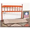 Image 1 : NEW  CHERRY HEADBOARD W/ FLOOR MODEL AREA RUG