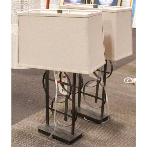 2PC SHOW ROOM SIDE TABLE LAMPS W/ ABSTRACT BASES