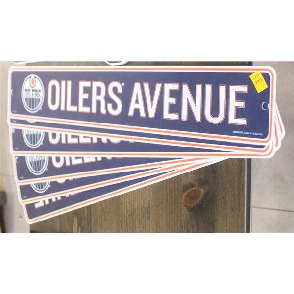 LOT OF 6- OILERS AVENUE PLASTIC SIGNS