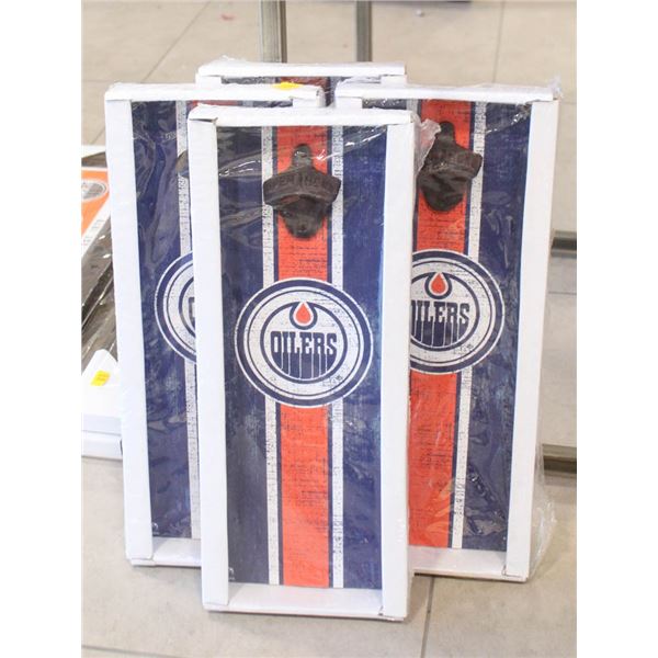 LOT OF 4- NEW OILERS WALL STYLE BOTTLE OPENERS