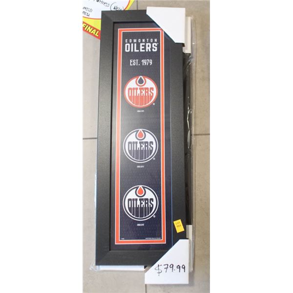 NEW LOT OF 2- FRAMED OILERS PICTURES; EMBLEM/
