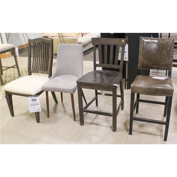 LOT OF 4-  ASSORTED SHOW ROOM DINING CHAIRS
