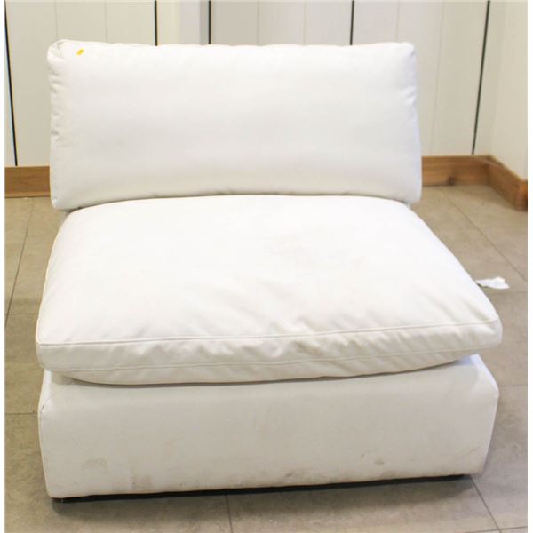 FLOOR MODEL UPHOLSTERED MODULAR SOFA PIECE; WHITE
