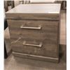 Image 1 : FLOOR MODEL GREY WOOD TONE- 2 DRAWER NIGHT STAND