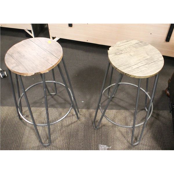 2 FLOOR MODEL FARMHOUSE STYLE STOOLS *WEAR & TEAR*