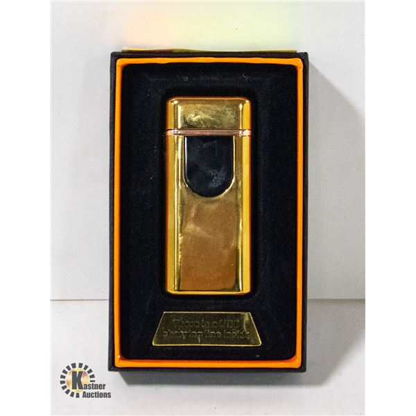 NEW GOLDTONED USB TWIN FLAME PLASMA  ARC LIGHTER