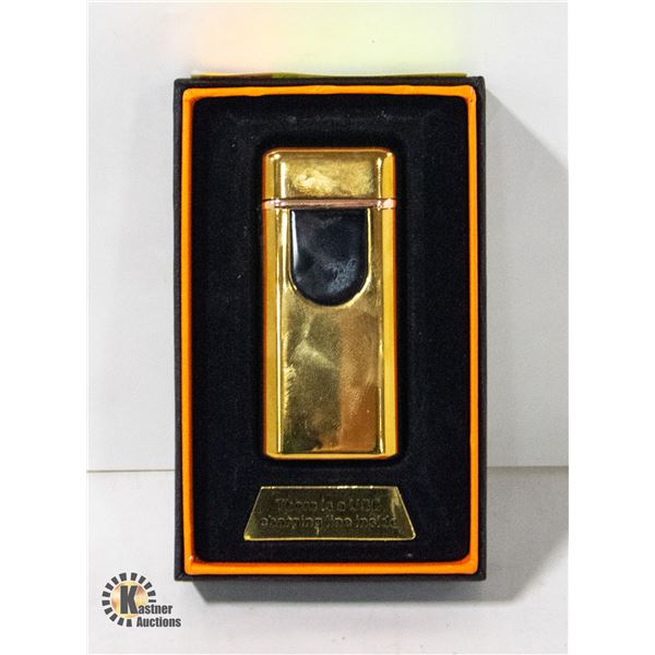 NEW GOLDTONED USB TWIN FLAME PLASMA  ARC LIGHTER