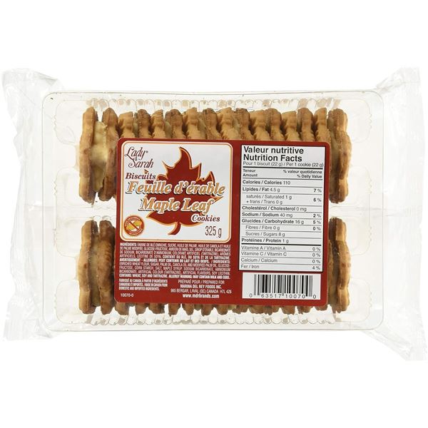 2 NEW PACKS OF LADY SARAH MAPLE LEAF COOKIES -325G