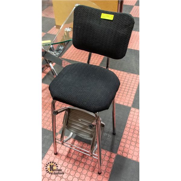 VINTAGE STEP STOOL HAS BEEN REUPHOLSTERED