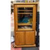 Image 1 : SOLID WOOD GLASS DOOR CABINET 25" X 18" X 50"