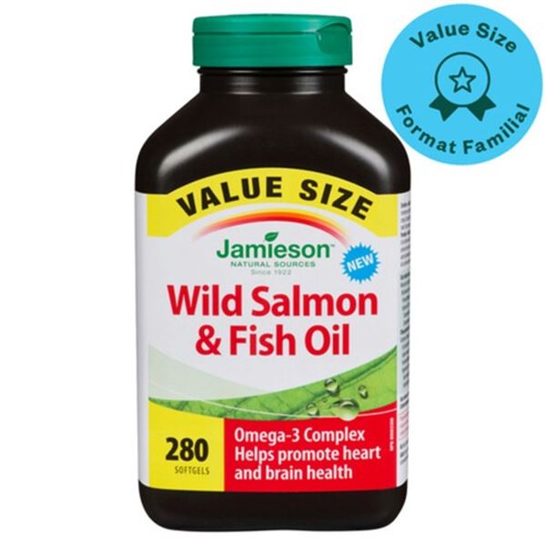 NEW 280 SOFTGELS JAMIESON WILD SALMON & FISH OIL
