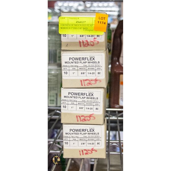 4 BOXES OF MOUNTED FLAP WHEELS 1" DIA 5/8" WID
