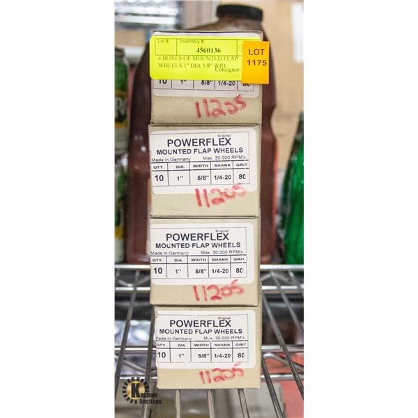 4 BOXES OF MOUNTED FLAP WHEELS 1" DIA 5/8" WID