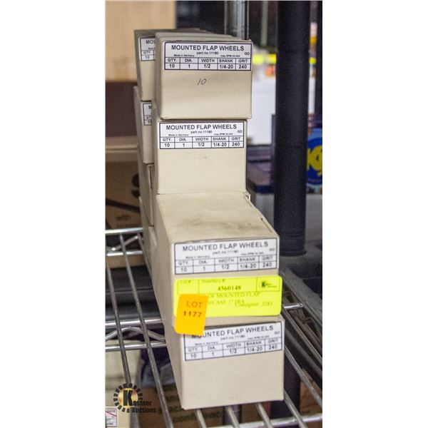10 BOXES OF MOUNTED FLAP WHEELS 10/CASE 1" DIA